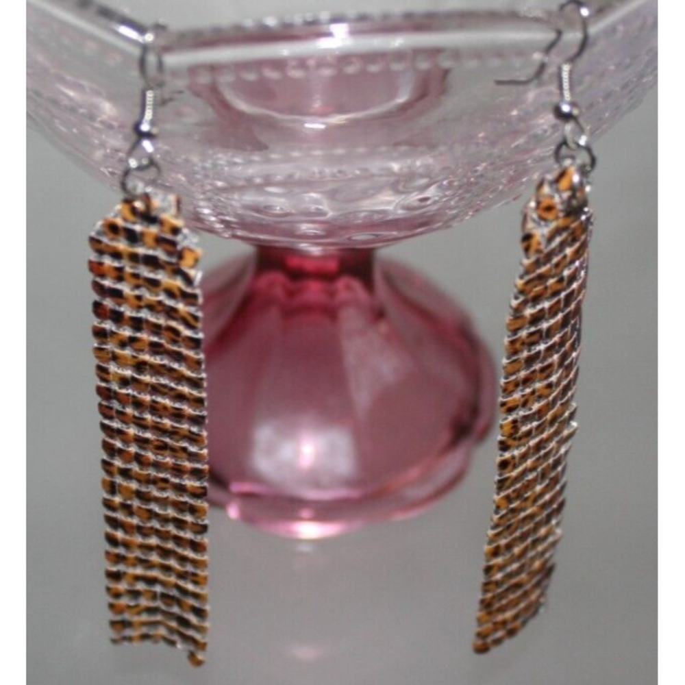 3/$15 Reptile Print Earrings Black & Orange Women's Fashion Jewelry Boho